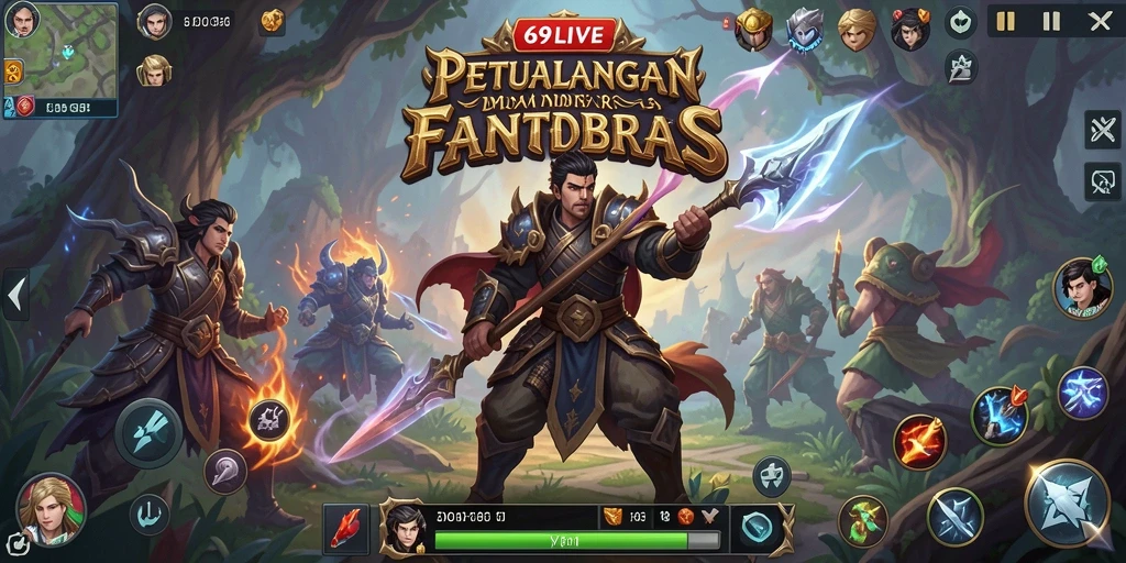 Tampilan gameplay 69LIVE yang penuh aksi dan petualangan RPG.