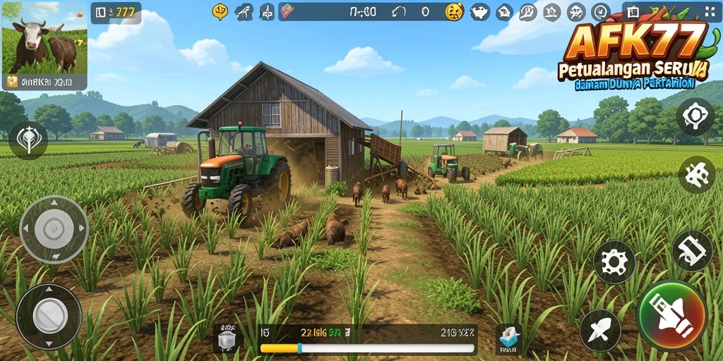 Tampilan gameplay AFK77 dengan fitur pertanian yang menarik.