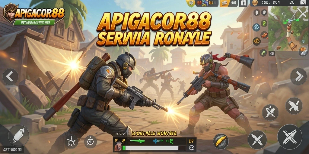 Gameplay seru dalam APIGACOR88 dengan pertempuran intens Battle Royale.