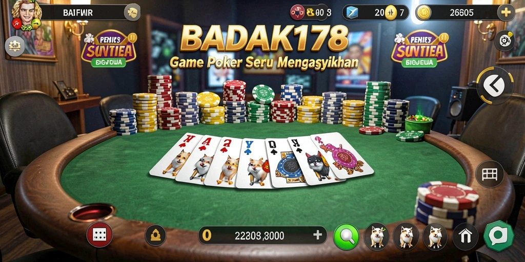Tampilan menarik gameplay Poker di BADAK178.