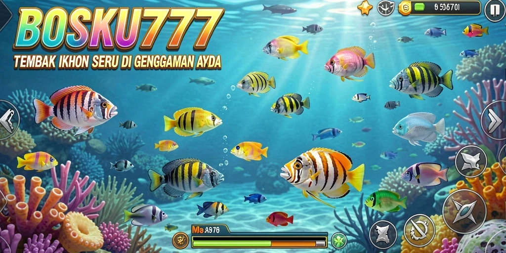 Tampilan gameplay menarik dari BOSKU777 saat menembak ikan.