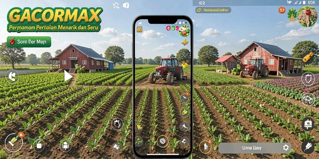 Screenshot GACORMAX menampilkan aktivitas bertani yang seru dan realistis.