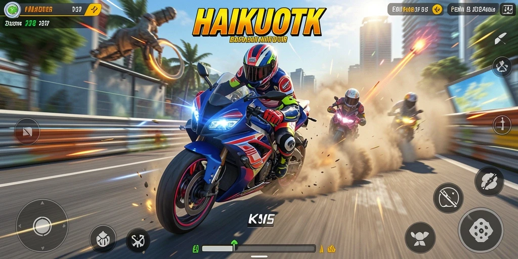 Screenshot HAIKUOTK menunjukkan aksi balapan motor yang menegangkan.