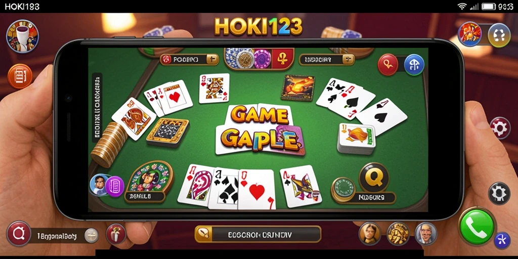 Screenshot gameplay HOKI123 menampilkan aksi seru dalam permainan Gaple.