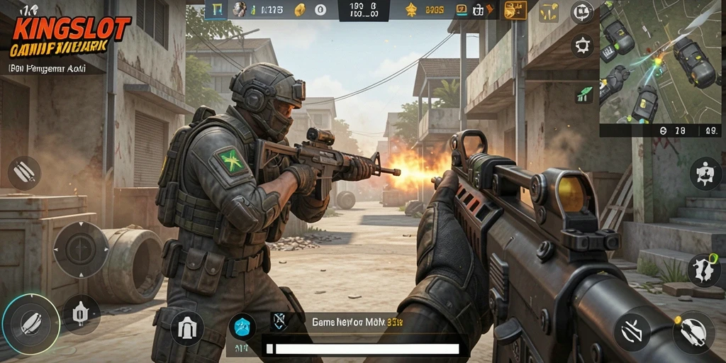 Gameplay intens dalam KINGSLOT dengan grafis tajam dan aksi cepat.