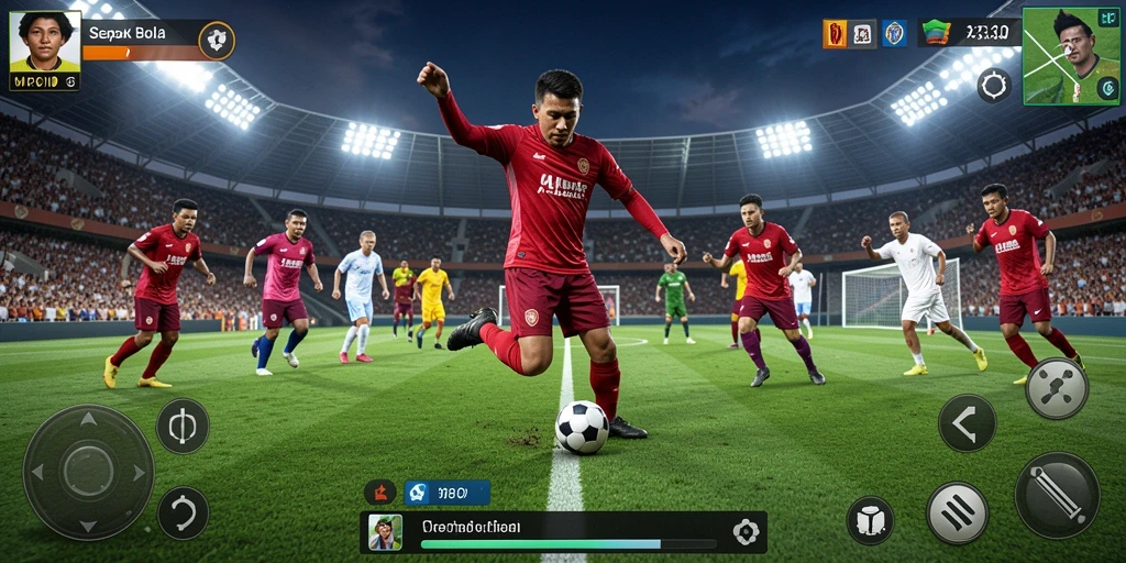 Screenshot MPOID menampilkan aksi seru di lapangan sepak bola.