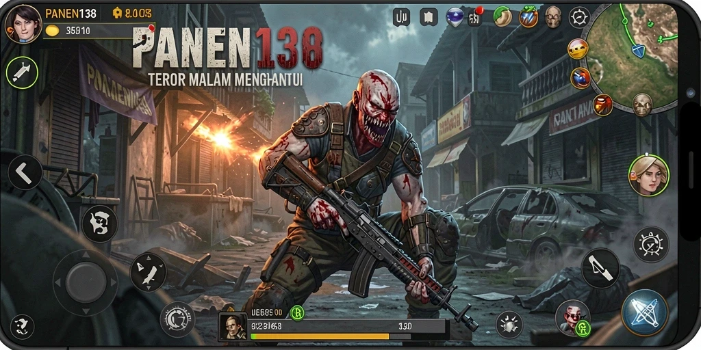 Tampilan gameplay horror yang mencekam di PANEN138.