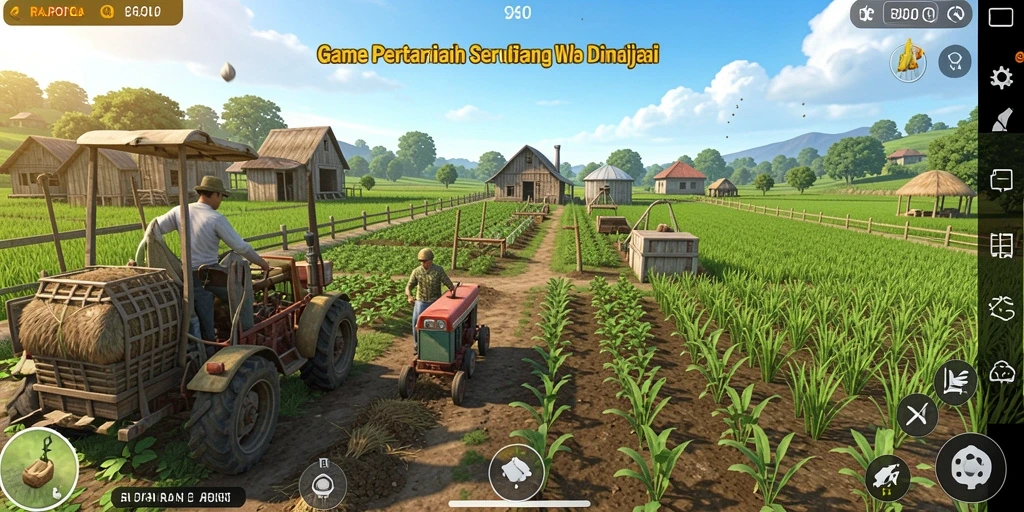Tampilan gameplay RAJAPOLA dengan aktivitas bertani yang seru