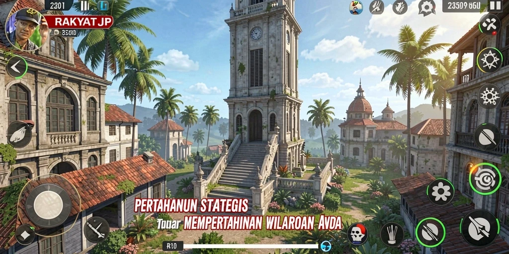 Tampilan permainan menara pertahanan yang intens dan strategis.