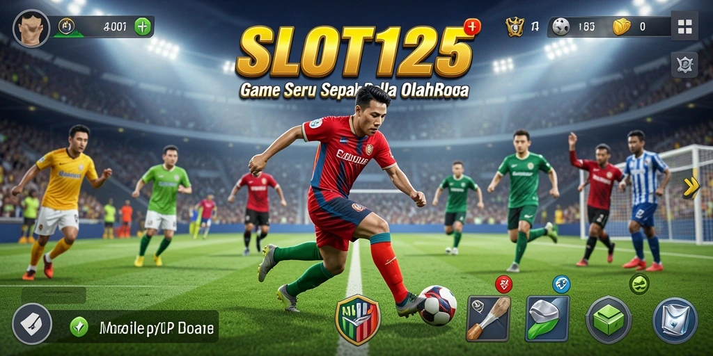 Tampilan gameplay SLOT123 yang mengasyikkan saat bertanding sepak bola.
