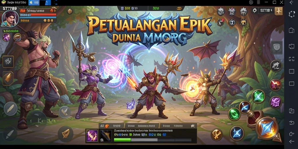 Tampilan screenshot ST789 menampilkan pertarungan epik dalam dunia MMORPG.
